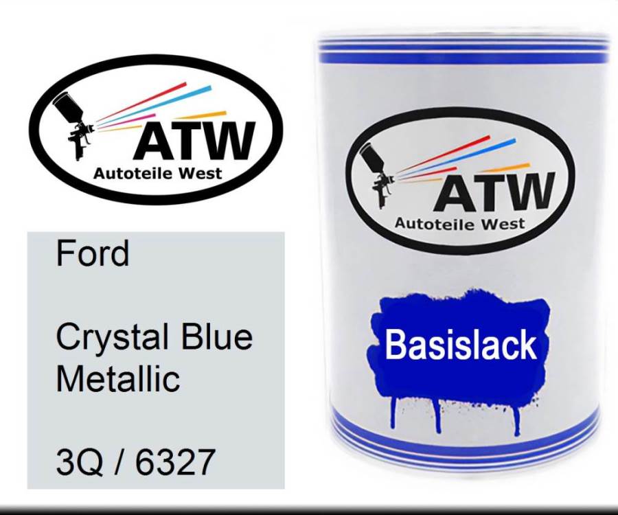 Ford, Crystal Blue Metallic, 3Q / 6327: 500ml Lackdose, von ATW Autoteile West.